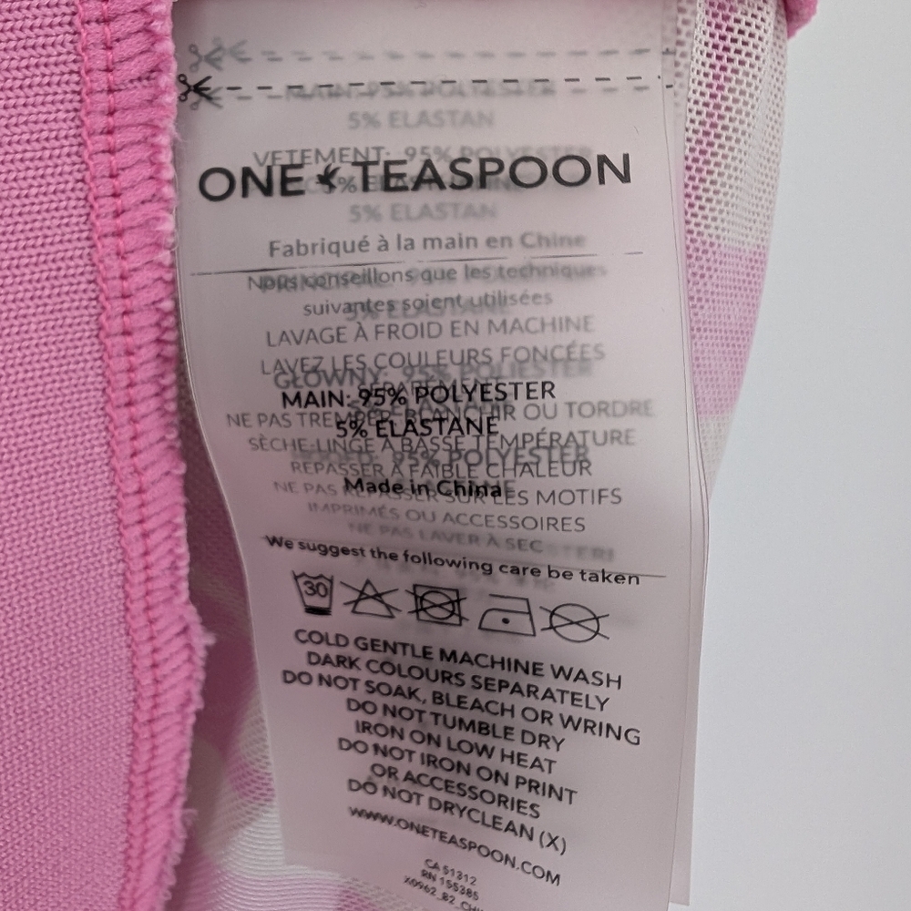 One Teaspoon On Repeat Mesh Long Sleeve Top Pink White XS Sheer - Picture 7 of 7